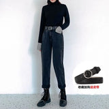 Toloer Jeans, Tall Waist, Loose, Straight Tube Fall 2024 New Dad Radish Pants-Outfit