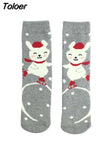 Women's Socks Christmas Peonfly Fashion Harajuku Cute Cartoon Animal Cat Dog Printed Socks Funny Skate Cotton Happy