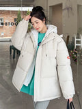 Winter Women Down Jacket Oversize Loose Hooded Female Puffer Jackets Short Padded Solid Womens Down Parka Warm