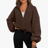Coat Olympic Grain Velvet Autumn And Winter Collar Loose Pumping Rope Zipper Sweater Fashion Hot Girl Dress