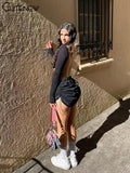 Women's Casual Black Bright Line Decor Skirt Sexy Slim High Elastic Mini Skirts Streetwear Clothing Summer Fashion New-Outfit