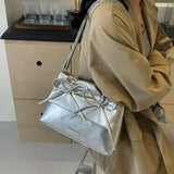 Aesthetic Bow Solid Color Leather Shoulder Bag-Outfit