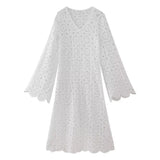 Toloer Women's Wear 2024 Summer New Lace Embroidered Hollowed-Out Dress-Outfit