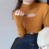 Collar Sweater Bottomed Women's New Autumn And Winter Long-Sleeved High-End Windwear Inside The Collar Knitting