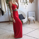 New Summer Women's Printed Sexy Breasts + Loose Broad Leg Pants Two