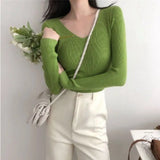 Knitted Shirt 2025 Autumn New Bottoming Shirt Slim Slim Solid Color Sweater Long Sleeves With A Short