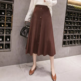 Skirt Women's 2023 Autumn And Winter New Korean Version Of Wool Skirt A-Shaped Skirt Medium-Long High-Waist Pleated Skirt-Outfit