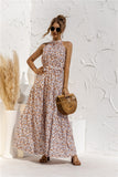 Dot Printed Lace Up Halter Tied Long