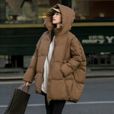 Down Jacket Women In The Long 2024 Winter Fashion Retro Design Sense Corduroy Splicing Warm Plus Size Coat Tide-Outfit