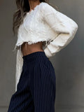 And Winter Lazy Tattered Loose Short Sweater Women's Hair Side To Make Old Brocing Woven Loose Velvet Long-Sleeved