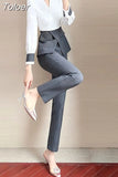 Set Women's Fashion Professional Elegant Business Casual Single Breasted Blazer Clothes Summer Autumn Spring