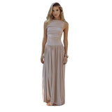 Trend New Fashion Sexy Sleeveless Foldless Body Waist Dress Solid Dress Dress