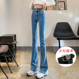 Toloer Women's Wear 2024 New Elastic High Waist Slim Show Thin Hot Girl Bell Bottoms Ins-Outfit