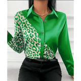Patchwork Casual Shirt Blouse Woman Autumn Fashion Button Long Sleeve Shirts For Women 2023 White Print Office Top Femme-Outfit
