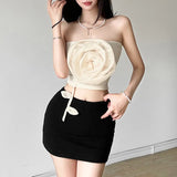 Toloer 2024 New Women's Wear Design Sense Niche Sexy Hot Girl Pure Desire Flower Sling Vest-Outfit