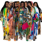 Ups Women Coat Beach Print Floral Long Coats Open Stitch Full Sleeve Loose Casual Elegant Knee Length Outerwear 2024-Outfit