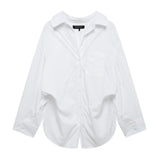 Printed Silk Shirt 2025 Spring And Summer Folding V-Neck Long Sleeve Single-Cranment Loose Top
