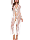 Lady Sexy Lace Mesh Transparent Sex Robe Nightdress Direct Sales-Outfit