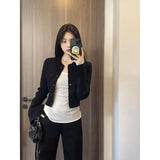 Scented Black Short Jacket Jacket Women Spring, Autumn And Winter Small Man Body And Cool And Chic