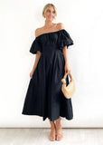 Women's Collar Dress Soaked Sleeve High-Waisted Dopamine Wearing Large Swing Dress Women's