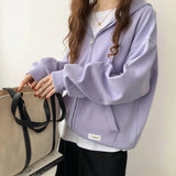 Women In Hoodie Spring 2023 New Korean Version Of Student Girls' Cardigan Small Coat Spring And Summer Loose Hooded Girl-Outfit