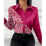Patchwork Casual Shirt Blouse Woman Autumn Fashion Button Long Sleeve Shirts For Women 2023 White Print Office Top Femme-Outfit