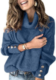 Toloer Solid Color Sweater, Loose Turtleneck Sweater, Women's