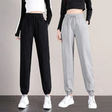 Toloer Pants Korean Version Loose Thin Students Tied Everything Ins Trend Casual Pants Autumn Women's Pants-Outfit