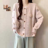 Toloer Small Fresh Three-Dimensional Flowers Knitted Shirt Women Autumn And Winter New Design Sense Age-Sensitive Sweater Coat