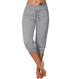 Women's Seven-Cent Pants, Leisure, Slim, High-Waisted Rope Pocket, Sports Pants, Fitness Training, Running Casual Pants-Outfit