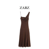 Homemade New Women's Clothing Folded Neck-Peking Dress