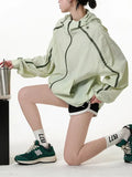 Toloer Feeling Spell Color Line Function Wind Outdoor Hooded Coat Female Summer New Street Versatile Sunscreen