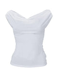 Cowl Neck Backless Tank Top-Outfit