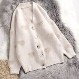 Cashmere Sweater Women Autumn Winter 2019 Knitted Cardigans Kawaii Heart Loose Clothes Oversized Soft Warm Pull