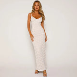 New Summer Women's Fashion Sling Sexy Lace Low-Cut Slim Hip Wrap Dress-Outfit