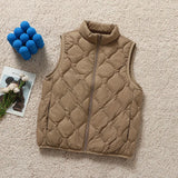Autumn And Winter New Down Jacket Vest Female Short Stand Collar Leisure Light Vest Warm Large Size Sleeveless Coat-Outfit