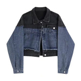 Retro Patchwork Denim Jacket-Outfit