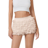 Sexy Beach Hot Pants Lotus Side Wave Solid-Colored Lolita Low-Rise Shorts Skirt