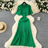 Summer Famous Lady Thousand Gold Style Slim Thin Short Sleeve Knitted Dress Fishtail Dress Femininity