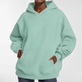 Toloer Coat Women's New Fashion Pure Color Loose Casual Temperament Long-Sleeved Hooded Winter Hoodie