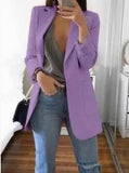 2022 New Solid Color Fashion Casual Suit Collar Long Sleeve Slim Temperament Coat Women Large Size Hot Sale