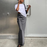 Toloer And Summer New Simulation Silk Skirt Satin Bread Hip Skirt Women Casual Color Tintail