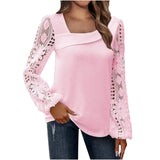 Women's Wear 2024 Spring And Autumn Fashion Elegant New Lace Spliced Knitted Blouse-Outfit
