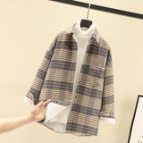Toloer Thick Hair Coat Women 2025 Autumn And Winter New Shirt Port Loose Long-Sleeved Grinding Lattice Plus Velvet Shirt