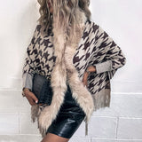 Women Coats & Jackets for Winter Plaid Tassel Thick Warm Knitted Sweater Oversized Capes & Ponchos Autumn Outwear