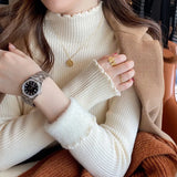 Sense Half Turtleneck Sweater Autumn And Winter Soft Waxy Bottom Shirt Female Long Sleeves Inside The Foreign Atmosphere Feeling Joker Jacket-Outfit