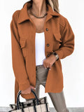 fall/winter lapel single-breasted thick solid color shirt woolen loose coat