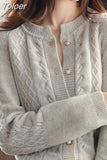 Coat Women Autumn Winter Lazy Style Harajuku Simple Korean Retro O Neck Knitted Cardigan Chic Fashion Basic