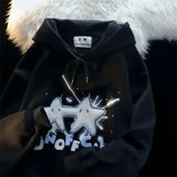 Star Flocking Hoodies Women Y2K New Harajuku Loose Drape Lazy Tops Streetwear Punk Casual Plus Size Pullovers