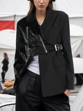 Toloer 2024 New Street Hipster Motorcycle Sense Irregular Suit Jacket Women's Waist Show Thin Suit Jacket-Outfit